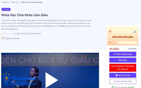 Một Website Bán Khóa Học Dạy Làm Giàu Online