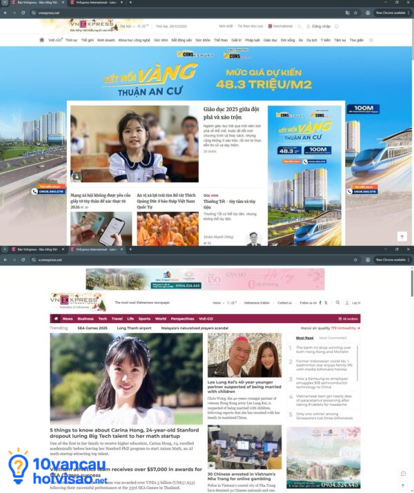 e.nexpress.net là sub-domain của vnexpress.net nhưng hoạt động tương tự như một website độc lập